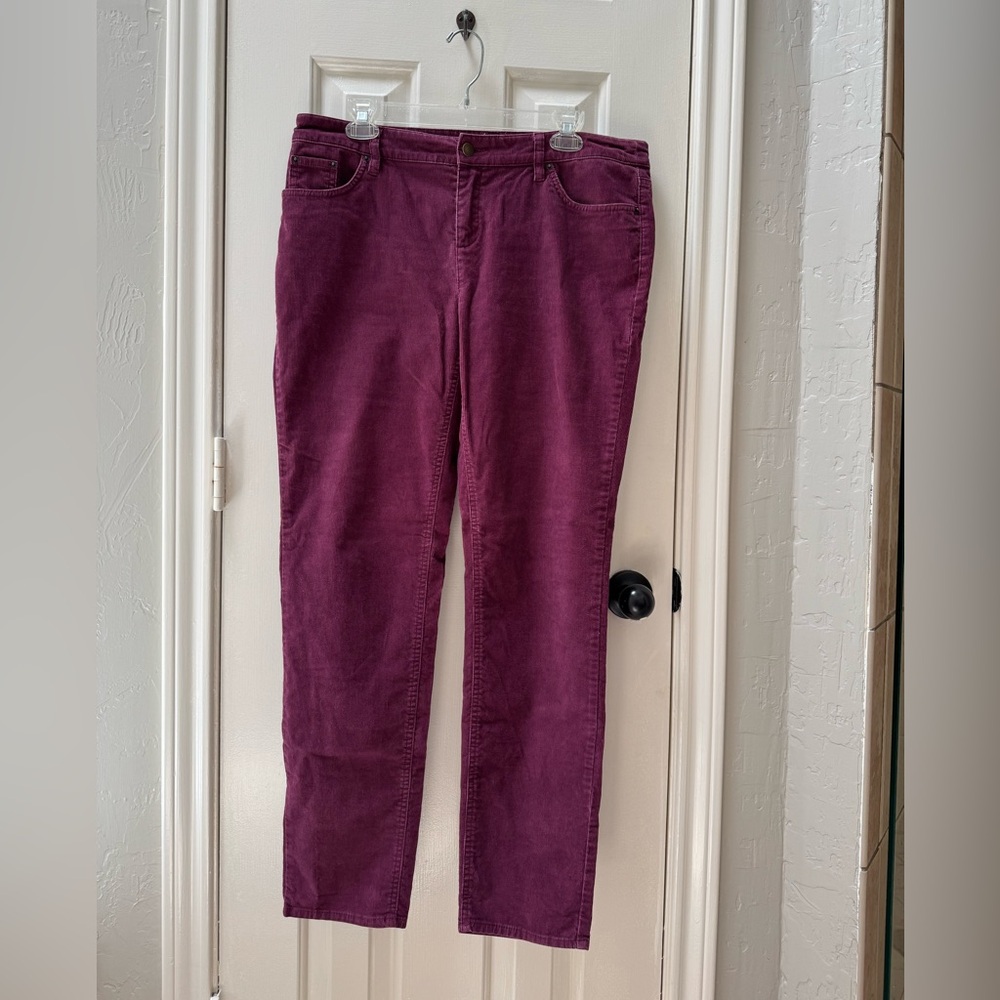 Garnet Hill 12 Corduroy Slim Straight Pants, Berry Red
